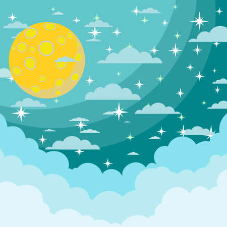 Moon on the night skyのイラスト素材
