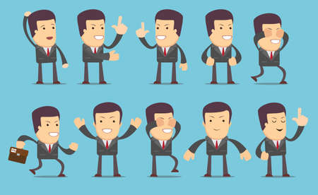 Set of businessman characters poses , vector format. Flat style. Stock Vector illustration Setのイラスト素材