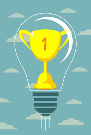 Vector winner cup on light bulb background. Stock Vector illustrationのイラスト素材