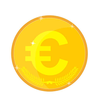 Isolated gold coin with the euro symbol, vector illustrationのイラスト素材