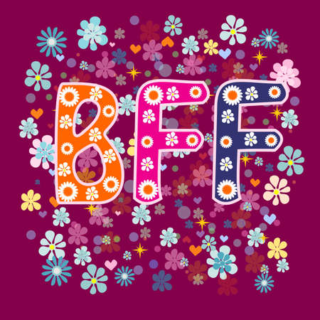 BFF - Best Friends Forever. Greeting card vector.のイラスト素材