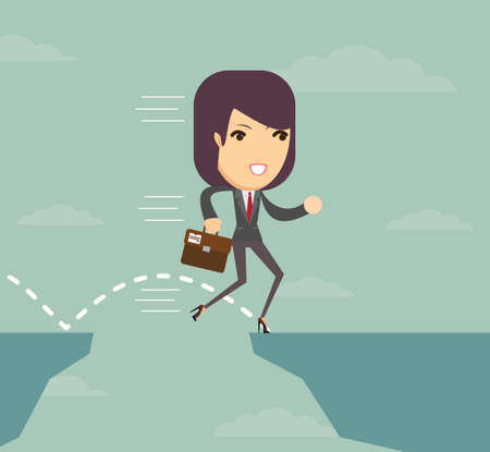 Jump the gap and achieve his goal.のイラスト素材