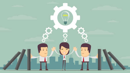 Concept of teamwork building working system of cogwheelsのイラスト素材