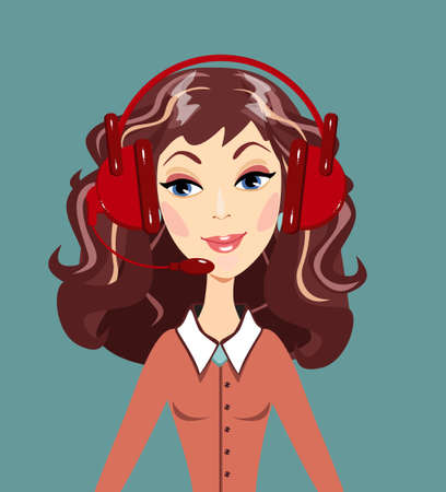 smiling call center woman operator.のイラスト素材
