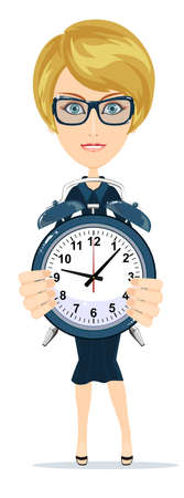 Woman with alarm clock.のイラスト素材