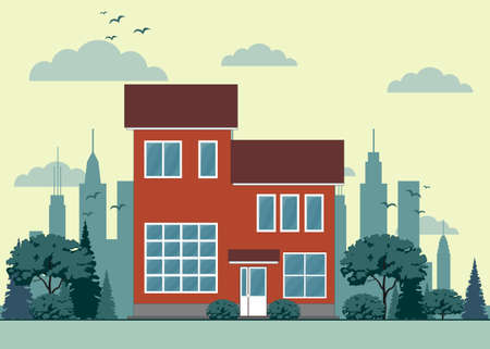 House front view . Stock flat vector illustration.のイラスト素材