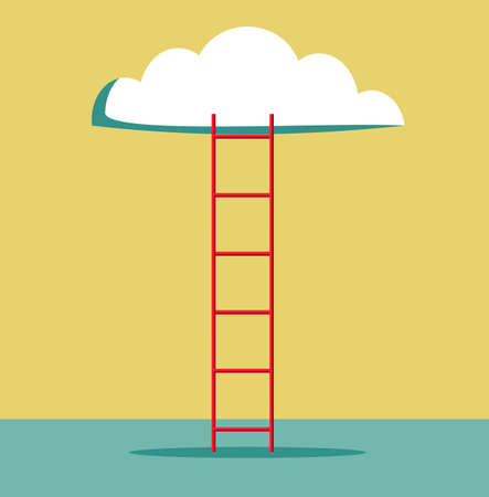 Ladder leading to cloud minimalistic style vector illustrationのイラスト素材