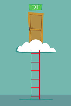 Ladder into door in  the skyのイラスト素材