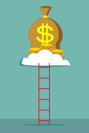 ladder to a money cloud.のイラスト素材
