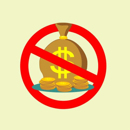No Money bag sign icon. Stop symbol. Vectorのイラスト素材