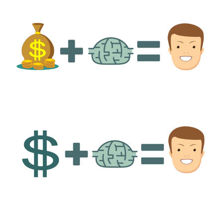 Money and brains make you happy.のイラスト素材