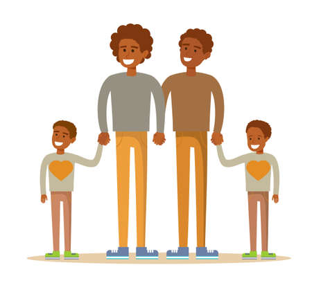 Happy gay couple with children.のイラスト素材