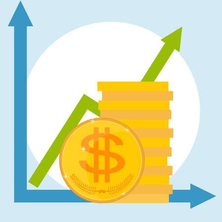 Financial growth icons isolated on a light background.の写真素材