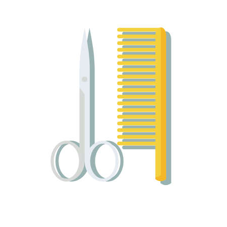 Hairdressing scissors and comb isolated on whiteのイラスト素材