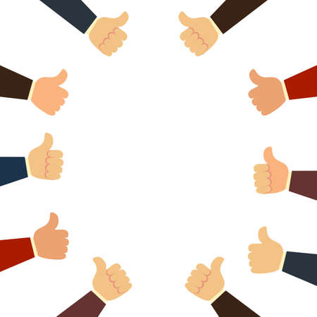 Group of people with thumbs up on white background.のイラスト素材