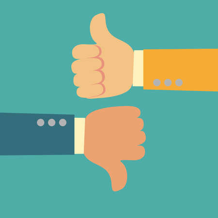 Thumbs up and thumbs down. Like and dislike symbol.のイラスト素材