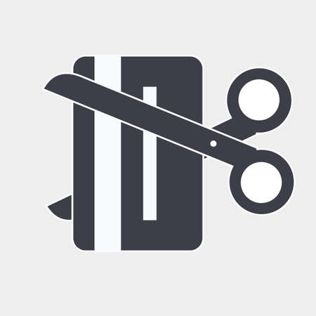 Cut Expired Credit Card Thin Line Vector Icon.のイラスト素材