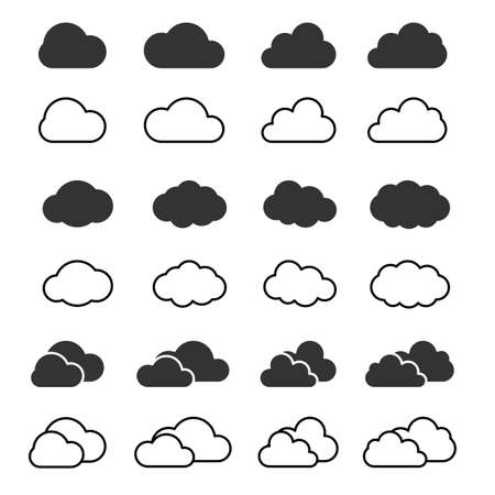Cloud icon and shapes set. Clouds silhouette isolated vector.のイラスト素材