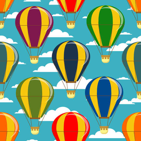 Different colorful air balloons seamless patternのイラスト素材