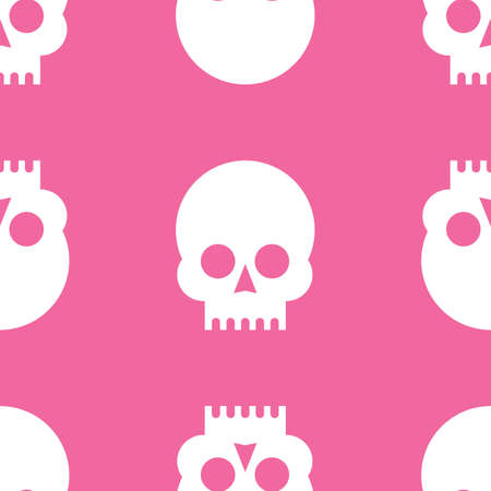 Continuous pattern with skulls on a rose quartz background illustration.のイラスト素材