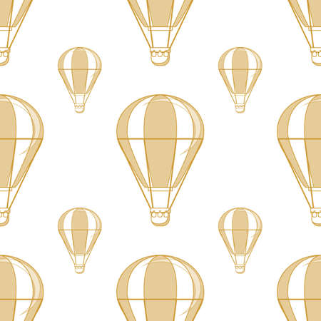 Hot air balloon seamless pattern on a white background.のイラスト素材