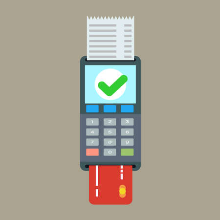 POS terminal and receipt vector icon. Credit card processingのイラスト素材