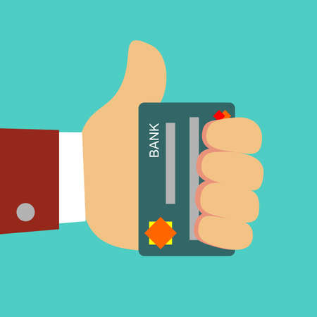 Plastic bank cards in hand of businessman.のイラスト素材