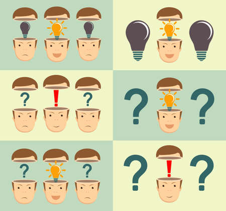 thoughtful young businessman . Start up concept. Stock flat vector illustration.のイラスト素材