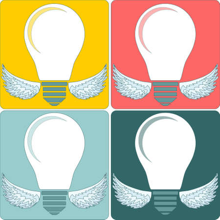 Creative light bulb. Collection of design elements. Stock flat vector illustration.のイラスト素材