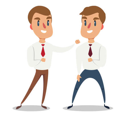 Businessman fighting against another businessman. Business competition concept. Stock flat vector illustration.のイラスト素材