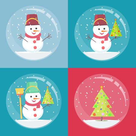 snowman inside Christmas decorationのイラスト素材