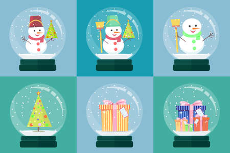 snow globe with christmas decoration inside.のイラスト素材