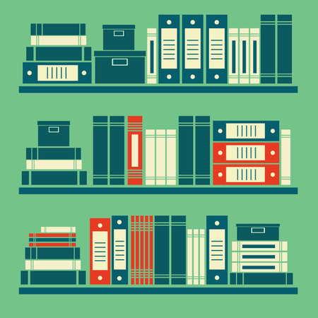 abstract books shelfのイラスト素材