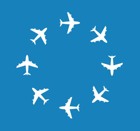 white airplanes inside a ring,のイラスト素材