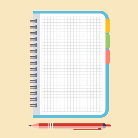 Notebook, pencil and pen.のイラスト素材