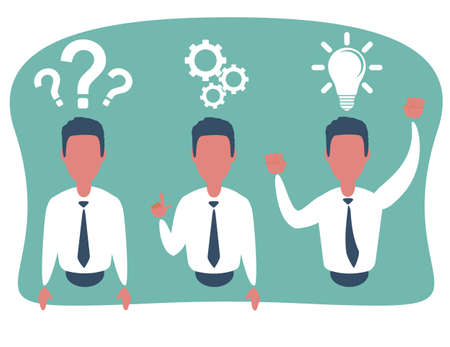 Thinking. Businessman solving a problem business concept . Stock illustration for poster, greeting...