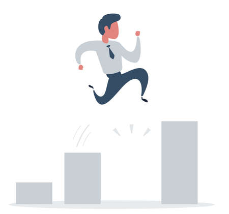 businessman jump over bar charts. Idea and Growth concept.のイラスト素材