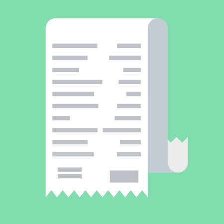 Receipt vector icon in a flat style isolated on a colored background. Concept paper receipts icons. Design receipt icon with a total cost.の写真素材