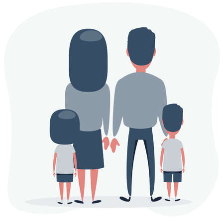 Back View Illustration of a Familyのイラスト素材
