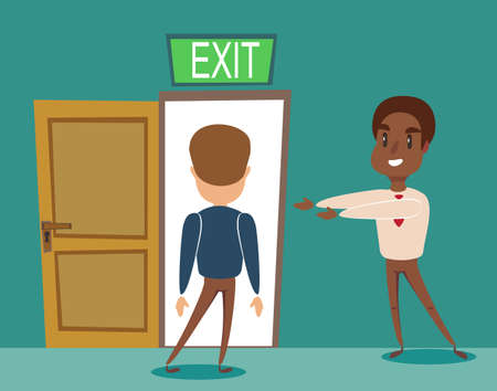 Black african american businessman invite men to opened door