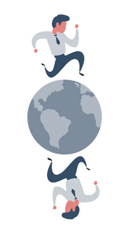 A busy people running on a globe. Vector illustration flat designのイラスト素材