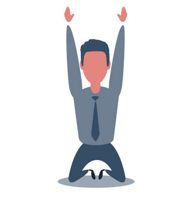 Businessman office worker manager standing on his knees.のイラスト素材