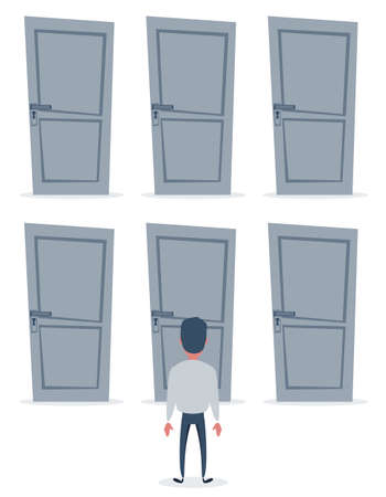 Men unable to make the right decision concept. Problem of choice.のイラスト素材