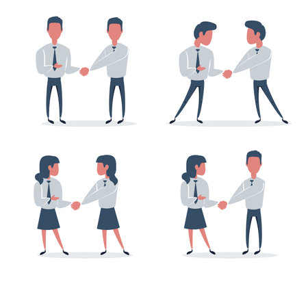 Businessman and businesswoman are shaking hands.のイラスト素材