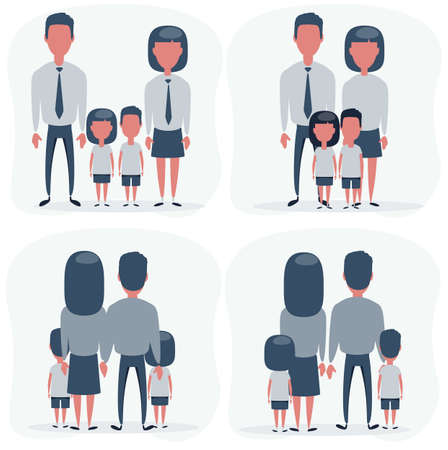 Set Family - Front view and Back View. Set.のイラスト素材