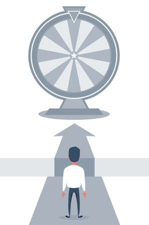 There are obstacles on the way to Wheel of Fortune game. Good luck and failure in business. A symbol of a difficult path through problems.のイラスト素材