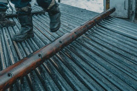 Perforation tool for perforate oil and gas well to make the hole on production tubing to allow gas and condensate flow, Oil and gas business. Perforating gun swelling after firing.の写真素材