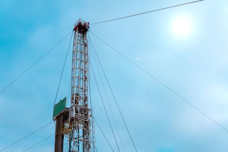 Oil and Gas Drilling Rig. Oil drilling rig operation on the oil platform in oil and gas industry....