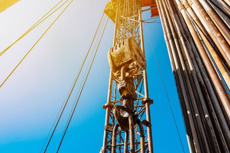 Drilling rig in oil field for drilled into subsurface in order to produced crude, inside view....