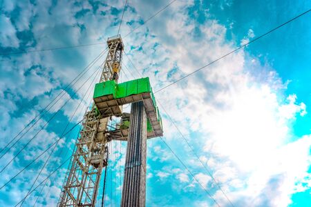 Drilling rig in oil field for drilled into subsurface in order to produced crude, inside view. Petroleum Industry. Onshore drilling rig.の写真素材
